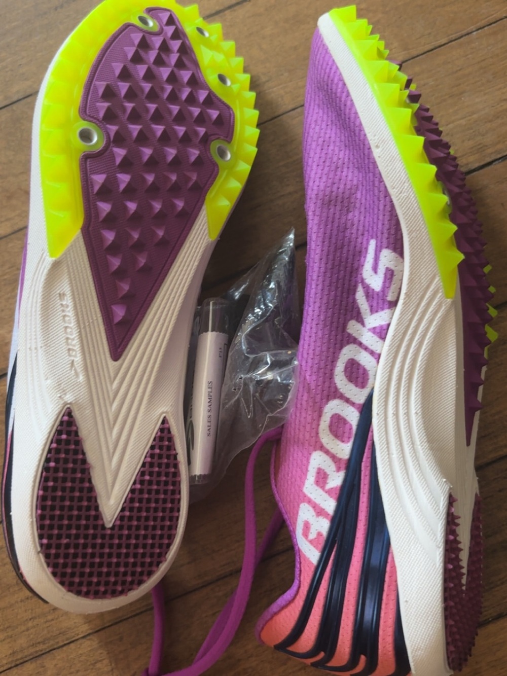 Brooks Women's Track Spikes in Purple and Neon Yellow